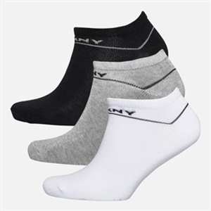 DKNY Womens Olivia Three Pack Trainer Socks Black/White/Grey
