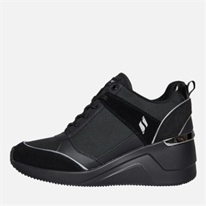 SKECHERS Womens Million High N Fly Wedge Trainers Black