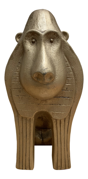 Large Gold Baboon Figural Decor Accent
