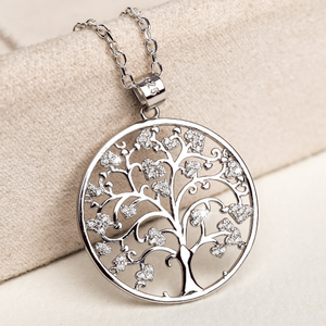 Tempest Wald Silver White CZ Tree Of Life Necklace
