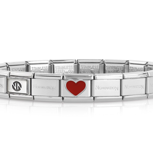 Classic Silver Red Heart Charm Bracelet