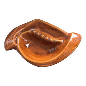 1970s Atomic Ceramic Ashtray in Amber