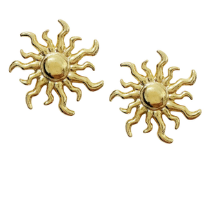 Gold  Sunburst  Statement Stud Earrings (one size)