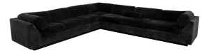 Custom-Made Black Velvet Sectional Sofa