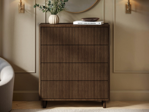SOLACE+CO Velmor Ribbed Chest of 5 Drawers Walnut