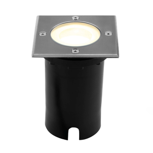 LED Outdoor Ground Light GU10 - 3W - 2700K - IP67 - Square - 1 Metre Cable - 220-240V Mains Powered
