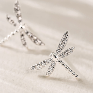Tempest Meadow Silver CZ Dragonfly Stud Earrings