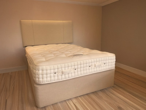Harrison Spinks Double Size - CLEARANCE STOCK - Ex-Showroom - Italiano Limestone Deco Headboard and Topaz Double Divan Bed