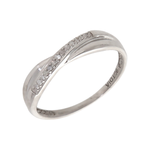 Pre-Owned 9ct White Gold Diamond Set Crossover Wave Ring