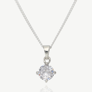 New Sterling Silver Cubic Zirconia Solitaire Matching Necklace and Earrings Set