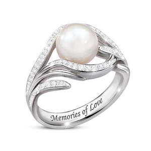 Cultured Pearl & Topaz Memories Of Love Ring Size 8