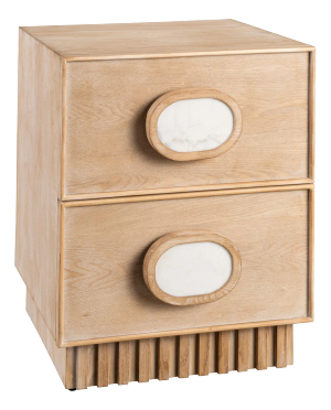 Lulu Light Oak Nightstand with White Handle
