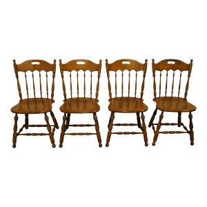 Set of 4 Ethan Allen Heirloom Nutmeg Maple Colonial Spindle Back Dining Side Chairs 10-6002