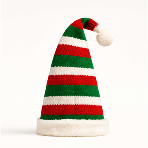 FREE Alpaca Wool Unisex Christmas Beanie Handmade In Ecuador - striped red-green-white