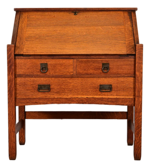 Stickley Brothers Antique Mission Oak Arts & Crafts Drop Front Secretary Desk, Circa 1900