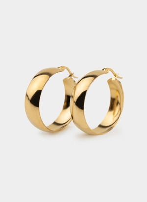 Vendetta Deep Curve Hoop Earrings 30mm - 18K Gold Plated