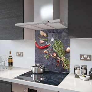 Herbs and Spices - Kitchen Glass Splashback - 65cm Wide x 100cm High