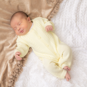 Lemon Cable Knitted Footless Onesie