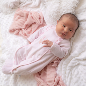 Pink Teddy Love Velour Sleepsuit