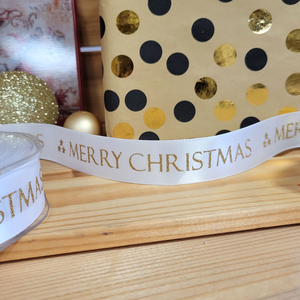 Ruban Merry Christmas - Blanc