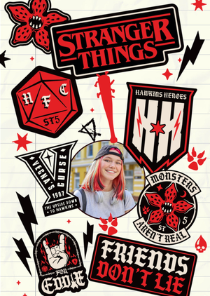 Stranger Things Sticker Patches Photo Upload Retro Greetings Card