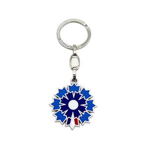 Porte-clés argenté Pétale tricolore - Bleuet de France