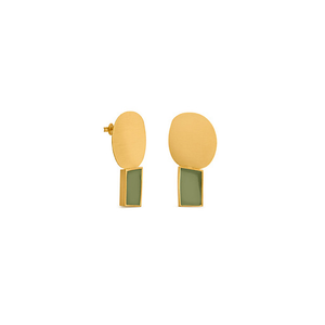 Boucles d'oreilles dorées Collage vert - Joidart
