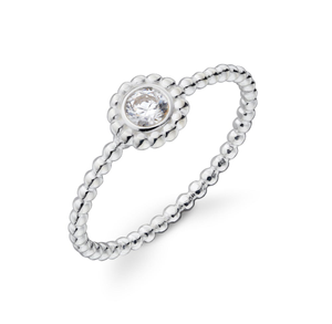 Signature Silver CZ Bead Ring