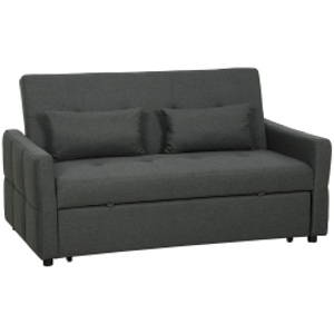 HOMCOM Three-Way Two-Seater Sofa Bed - Charcoal Grey