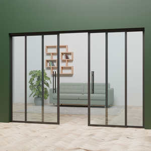 Christoff Industriële dubbele schuifwand – tot 400 cm breed – tot 290 cm hoog – keuze aantal kaders – industrieel