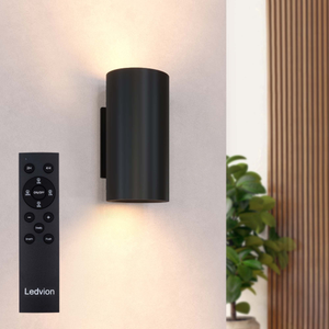 LED Wandleuchte USB Aufladbar mit Fernbedienung - Schwarz – Kabellos – Dimmbar - 2700K - 4400-mAh-Akku - Für den Innen- und Außenbereich geeignet - Rund