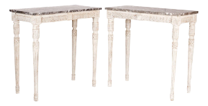 Pair of Swedish Gustavian Marble Top Pier Tables, C. 1790