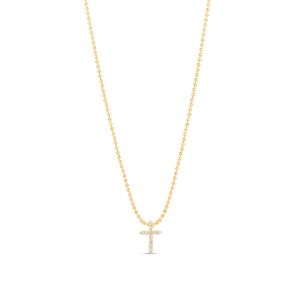 Mini Pave Cross On A Ball Chain - Gold (16")
