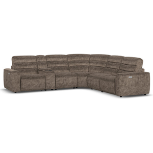 Cohen Group 3 Electric Recliner with 1 Console in Dapple Chocolate Fabric