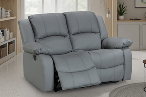 Grey Faux Leather 2 Seater Recliner Sofa VARESA