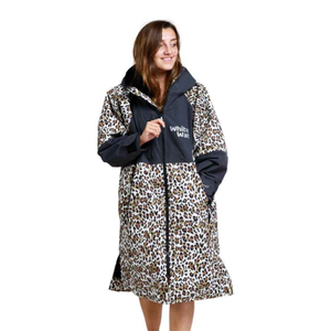 White Water Unisex Hard Shell Waterproof Changing Robe - M / Leopard Print