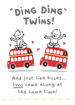 Ding Ding Twins Like Buses New Baby Card