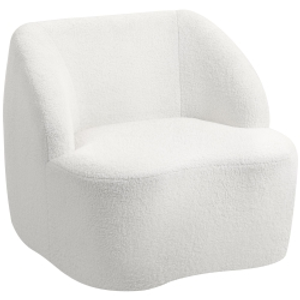 HOMCOM Sillón de Lectura Tapizado en Borreguito Diseño Curvo Acolchado Grueso No Requiere Montaje Crema