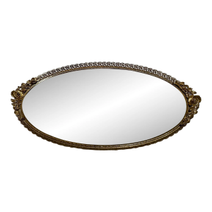 1960s Hollywood Regency Goldtone Oval Dresser Mirror