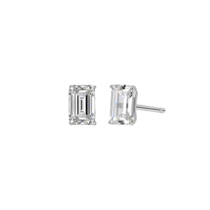 Diamonbliss Embellished Swarovski Stone Platinum Plated Sterling Silver Solitaire Emerald Cut Stud Earrings One Carat