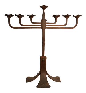 Antique Early 20th Century Gothic Revival Wrought Iron Candle Holder