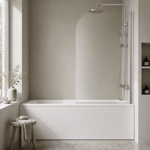 Contemporary 6mm Toughened Safety Glass Round Bath Screen - 1430 x 790mm