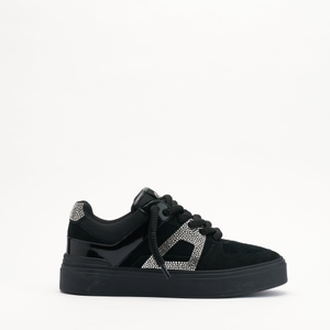 MALLET Fenchurch Men's Swarovski Crystal Black Leather Trainers