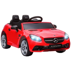 AIYAPLAY Coche Eléctrico para Niños de +3 Años Mercedes SLC 300 con Batería 12V Mando a Distancia Faros LED Bocina Música Rojo