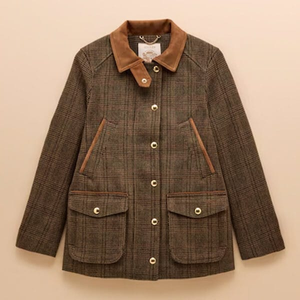 Joules Brown Tweed Contemporary Field Coat Size 14