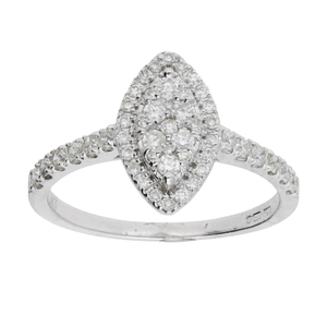 9ct White Gold Diamond Navette Cluster Ring