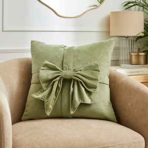 Luxury Bow Cushion - Sage