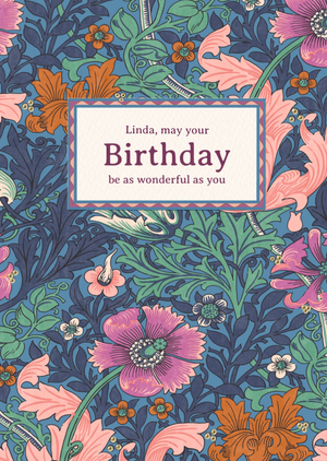 William Morris Wonderful As You Floral Birthday Card