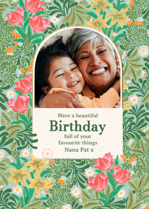 William Morris Favourite Things Floral Photo Upload Birthday Card