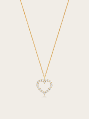 Open Heart Lab Diamond 9K Yellow Gold Pendant